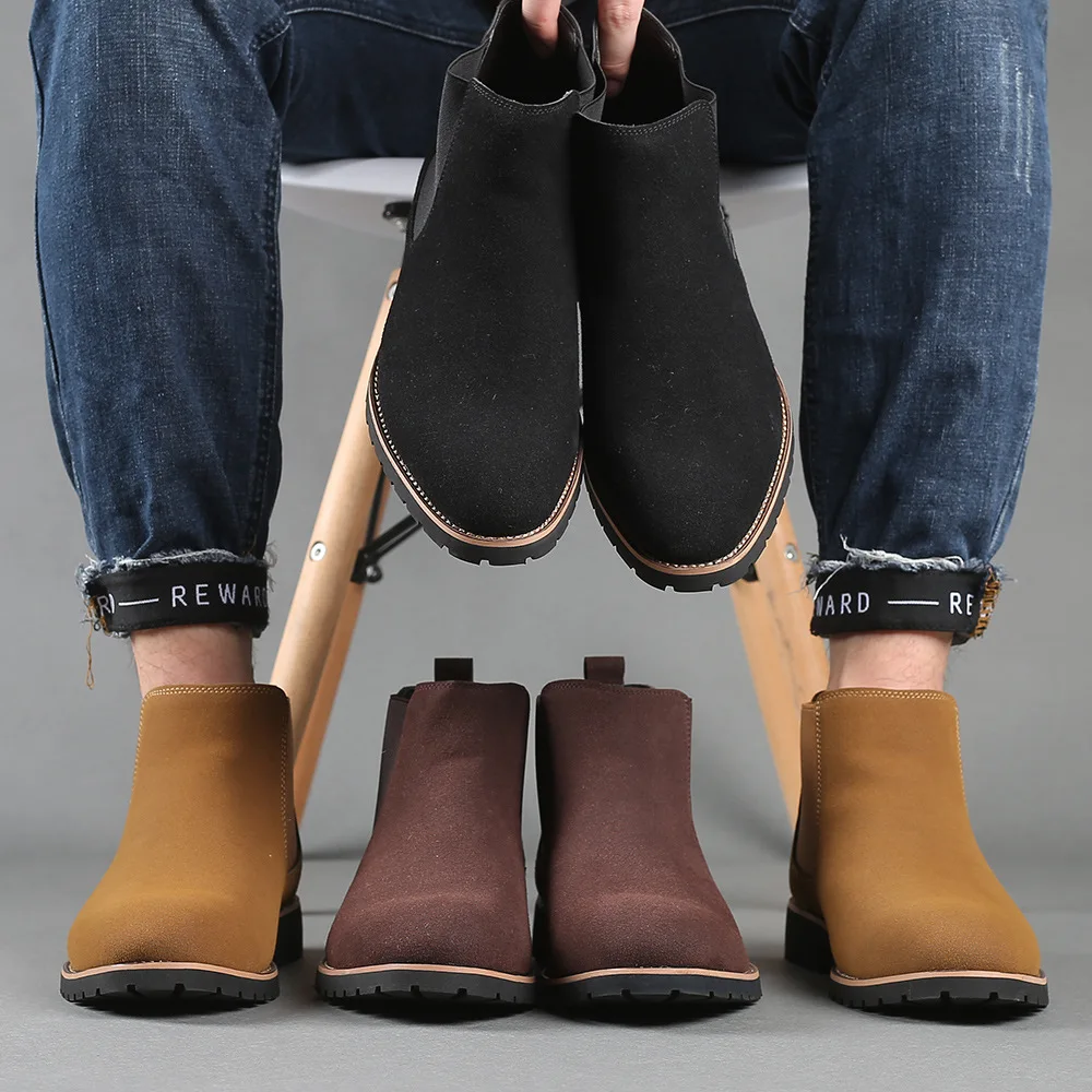 Men Ankle Boots British Style  - Chelsea Boots Suede review and price