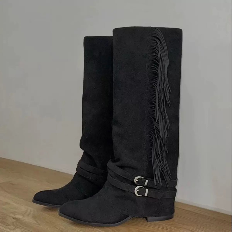 Women Knee-high Boots Tassel D - Chelsea Boots Suede review and price