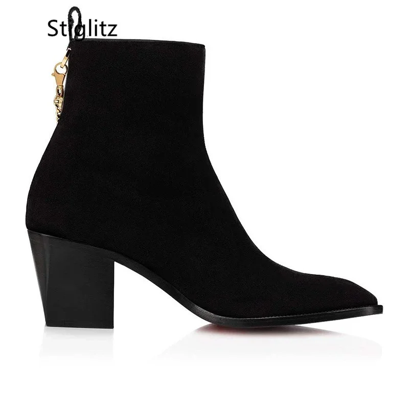 Suede Ankle Boots Gold Chain H - Chelsea Boots Suede review and price